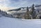 Snowy slope in the mountains