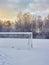 Snowy soccer field