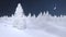 Snowy spruce forest at snowfall night