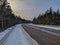 Snowy syberian road in winter