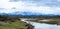 Snowy Talysh mountains, greens and Lankaran river in Azerbaijan