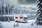 Snowy Tranquility - Lifelike Image of a Winter Forest and Frozen Lake. Generative by Ai