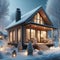 Snowy Urban Oasis: View of a Stylish City Home on a Winter Night