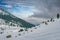 Snowy valley on Menalo mountain, in Peloponnese Arcadia,Greece .