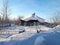 Snowy village house in Siberia