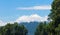 The snowy Villarrica Volcano from the Pullinque lagoon, in the Chilean Patagonia, Los Rios region. Chile