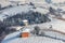 Snowy vineyards in Piedmont, Italy.