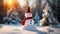 Snowy winter background template for Christmas Funny snowman 1690449621681 5