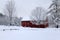 Snowy Winter Barn In New England