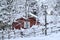 A snowy winter Christmas cabin