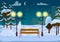 Snowy Winter City Park Vector Illustration