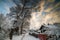 Snowy winter in Europe village