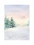 Snowy winter forest illustration. Watercolor landscape with christmas trees, birds, snowdrifts in delicate colors for greeting