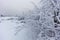 Snowy winter landscape of the east german mountain