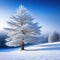 snowy winter landscape with frosted pine created with