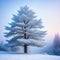 snowy winter landscape with frosted pine created with