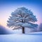 snowy winter landscape with frosted pine created with