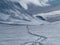 Snowy winter landscape of Sarek national park in swedish lappland