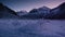 Snowy winter scene at twilight in Chugach State Park, Alaska