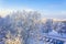 Snowy winter snow and ice landscape panorama view Bremerhaven Germany