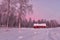 Snowy wintry scene in Lapland Finland