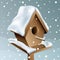 Snowy wood birdhouse