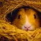 a snuggly guinea pig nestled in a cozy nest of hay its contented squeaks filling the air as it enjoy generated by ai