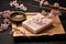 a soap bar on a bamboo mat with a cherry blossom branch next to it