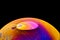 Soap bobble close-up. Multicolor psychedelic alien planet with an atmosphere in the darkness of the universe