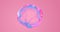 Soap bubble with color gradient on iridescent pink background. Water drop or soap bubble with chromatic distorted abstract shape