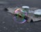 Soap bubble on plain background