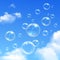 Soap Bubbles Blue Sky Realistic Background