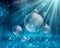 Soap bubbles on a water nature background
