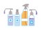 Soap dispensers and alcohol spray bottle with cross vector design