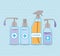 Soap dispensers and alcohol spray bottle with cross vector design