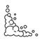 Soap foam cloud with bubbles. Flat vector line icon. Illustration of suds, foam in corner, shampoo, gel and cleanser.