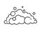 Soap foam cloud with bubbles. Flat vector line icon. Illustration of suds, foam, smoke, shampoo, gel and cleanser.
