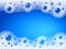 Soap foam overlying on the background of a blue water color