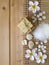 Soap,shells,stones and tiare flowers