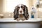 soapy spaniel in a sudsy tub