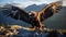 Soaring Eagle with Impressive Wingspan and Golden Feathers AI generated