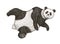 Soaring Giant panda. A wild cute animal falls down. black and white Asian bear in China. Vintage style. Engraved hand