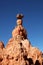 Soaring hoodoo against the bright blue sky in Bryce Canyon National Park