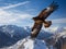 Soaring Majesty: Golden Eagle in Flight Over Mountains