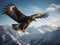 Soaring Majesty: Golden Eagle in Flight Over Mountains