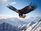 Soaring Majesty: Golden Eagle in Flight Over Mountains