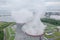 Soaring steam towers of nuclear power plant