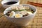 Soba noodle soup with tofu and daikon radish