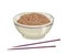 Soba noodles in bowl and chopsticks isolated on white background. Vector illustration of japanese food