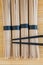 Soba noodles and chopsticks on bamboo background